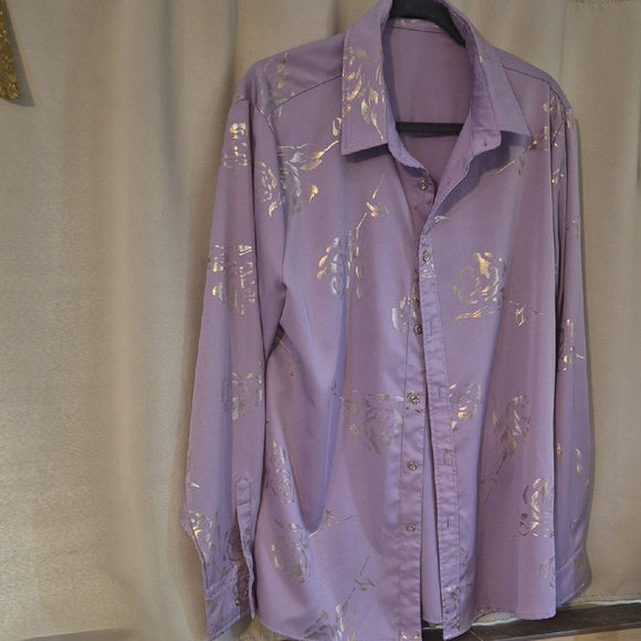Lavender Floral Men's Shirt - Picture 1 of 5